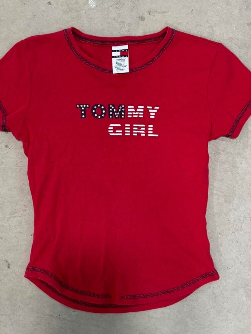 Tommy Hilfiger Women's Red and Blue T-shirt